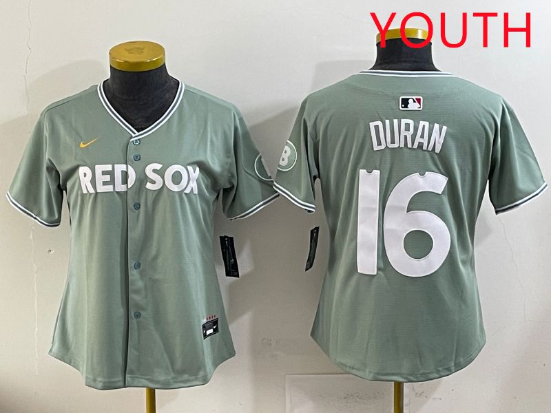 Youth 2025 Boston Red Sox #16 Duran Light Green Joint Name Nike MLB Jersey style 11
